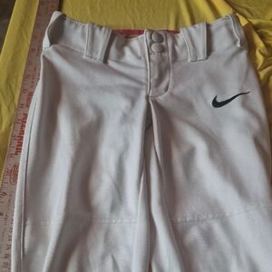 Nike White Girls' Athletic Baseball pants with Black Swoosh